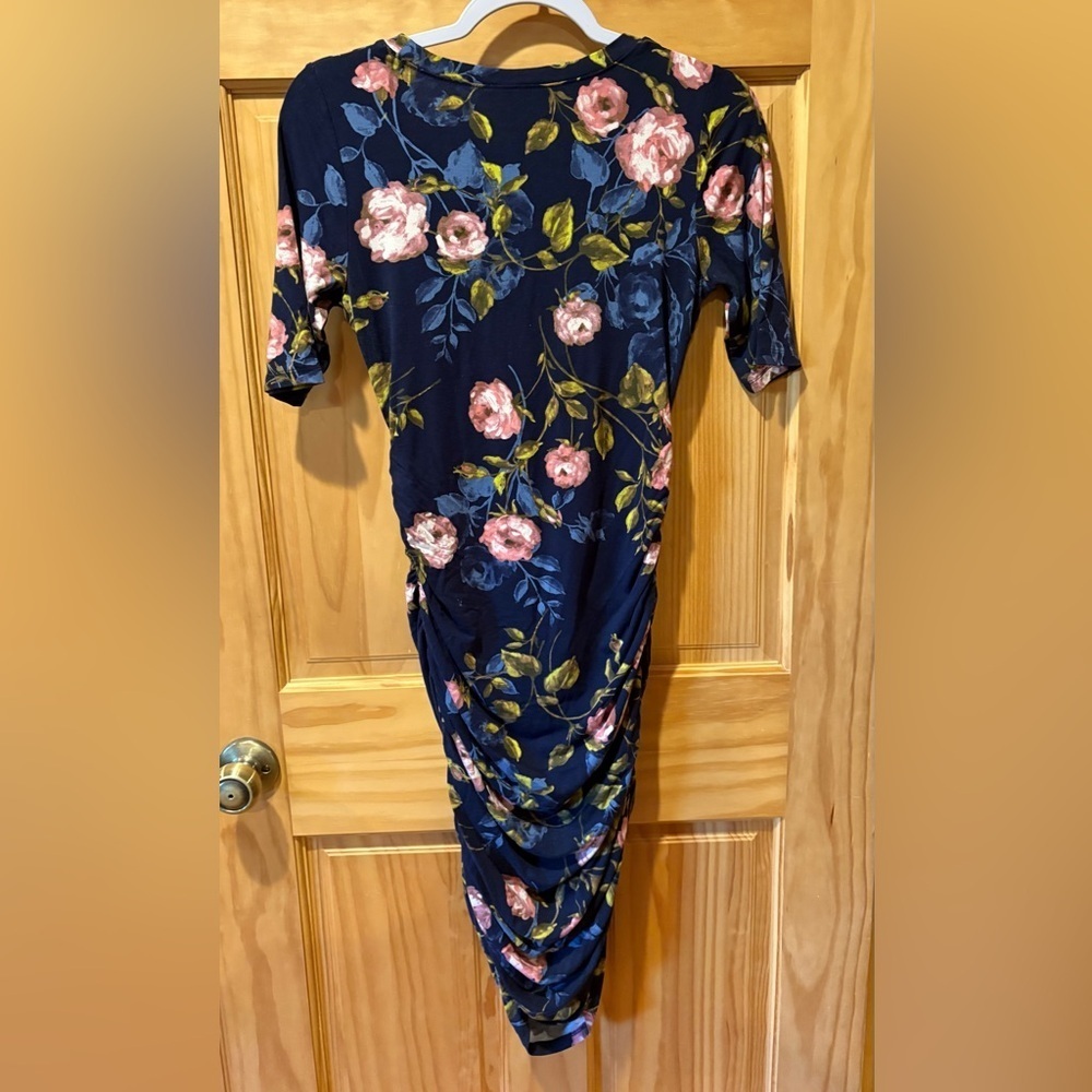 Motherhood Maternity Navy Floral Midi Dress size XS - Picture 3 of 11